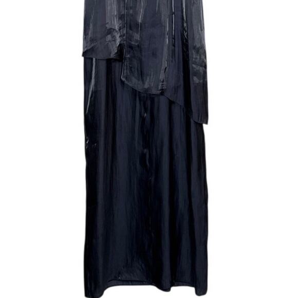 Tibi Flume Asymmetrical Silk Lined Wrap Sleeveless Maxi Halter Dress 8 Black - Picture 8 of 16